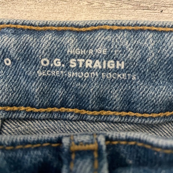 Old Navy OG Straight High Rise Jeans Ankle Size 0 Slimming Pockets Raw Hem - Picture 4 of 5